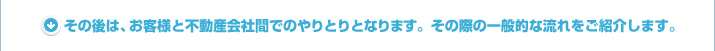 その後は、お客様と不動産会社間でのやりとりとなります。その際の一般的な流れをご紹介します。